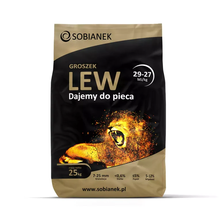 Ekogroszek Lew, Ekogroszek cena, Ekogroszek, Piec na ekogroszek, Ekogroszek workowany wysokokaloryczny